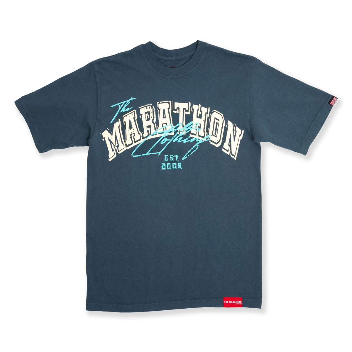 The Marathon Clothing Arch & Script T-Shirt - Dark Teal - Front