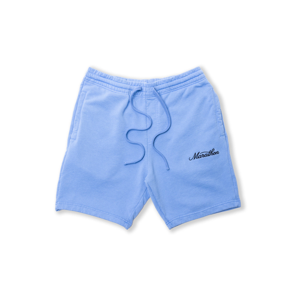 Marathon Classic Script Sweatshorts - Powder Blue/Black - Front