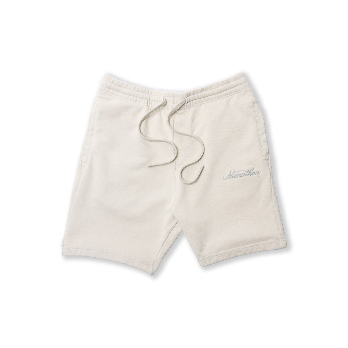 Marathon Classic Script Sweatshorts - Bone/Grey - Front