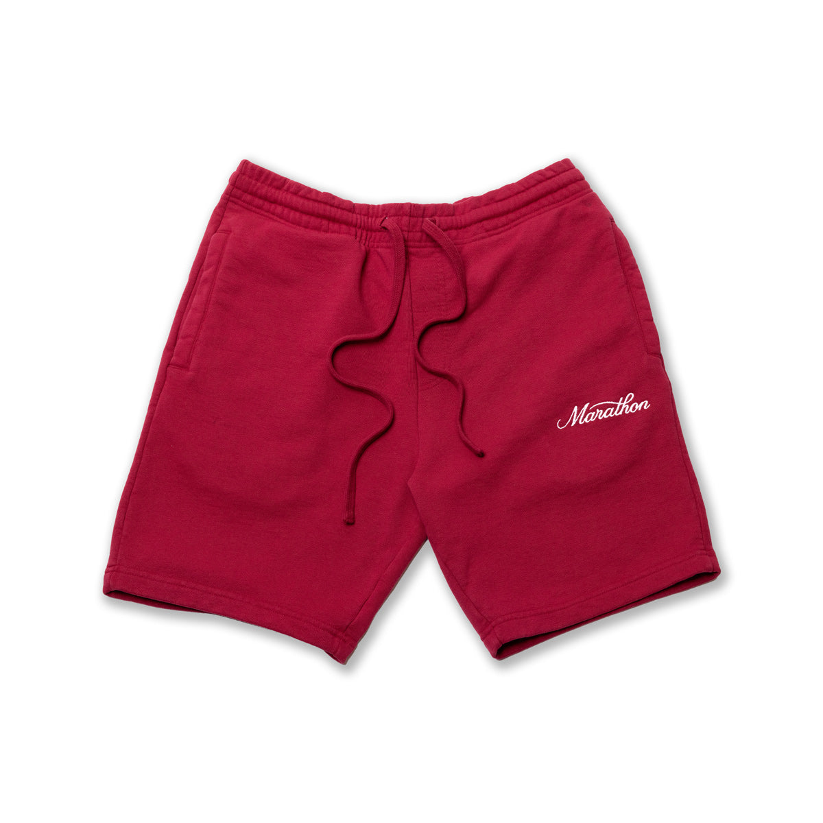 Marathon Classic Script Sweatshorts - Crimson/White - Front