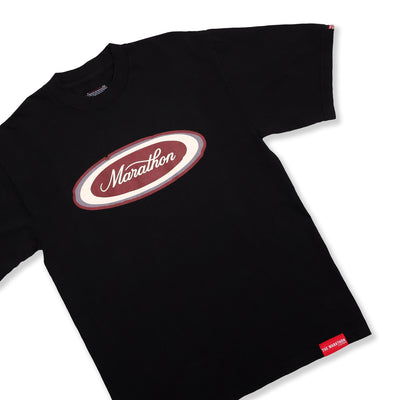 Marathon Emblem T-Shirt - Black/Burgundy - Front Detail