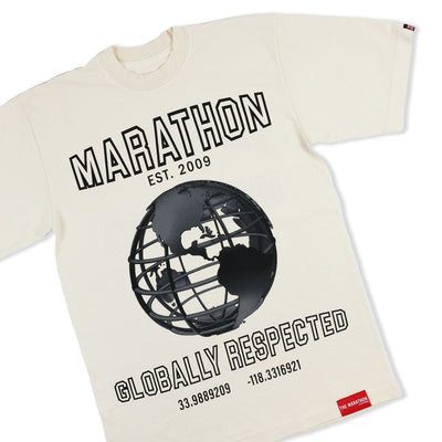 Marathon Globally Respected T-Shirt - Bone/Black - Front Detail