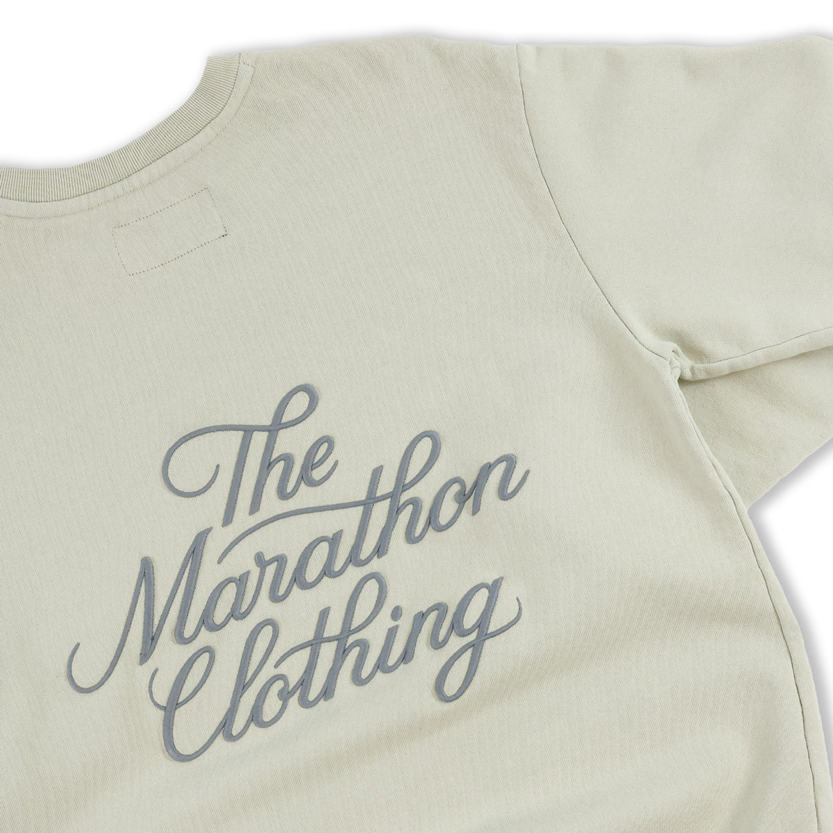 Marathon 3D Embroidered Stacked Script Crewneck - Bone/Grey - Back Detail