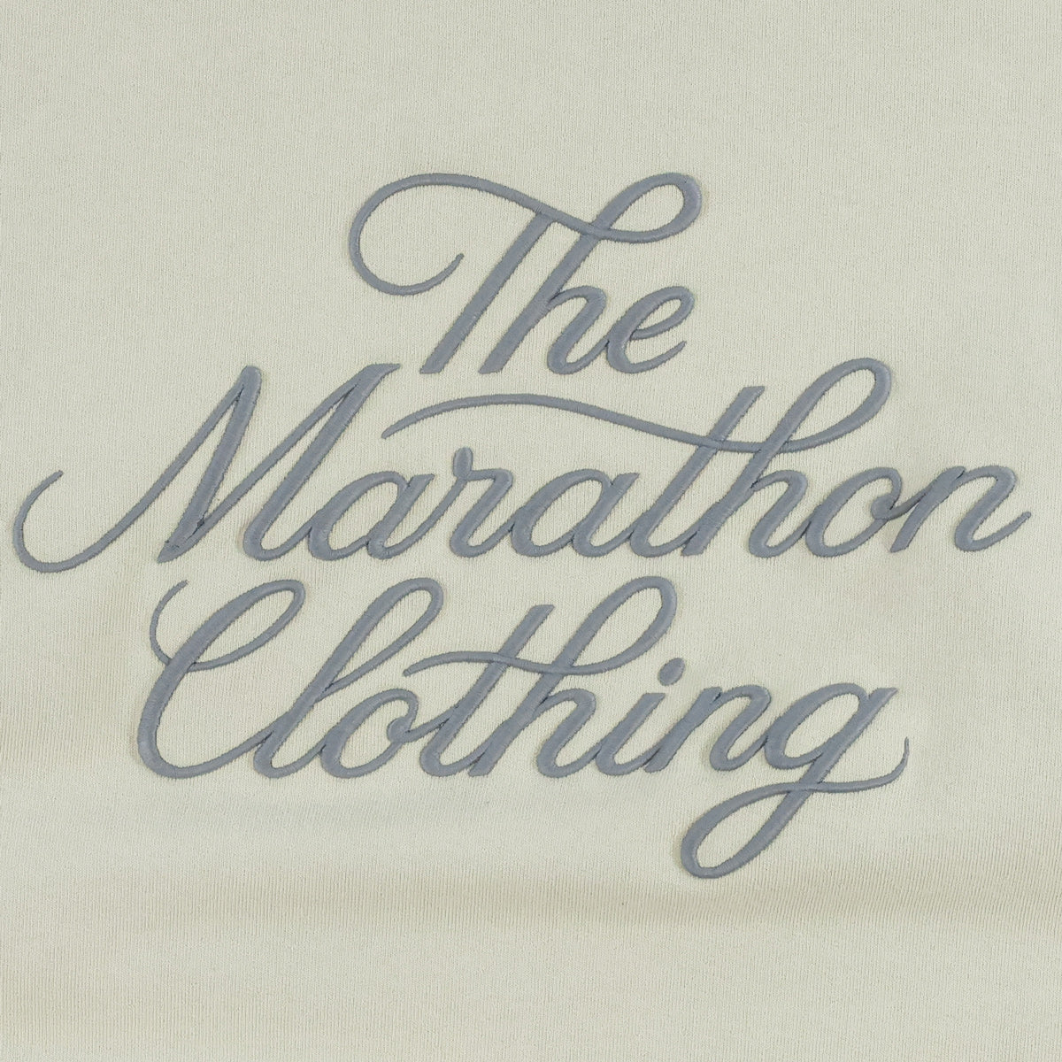 Marathon 3D Embroidered Stacked Script Crewneck - Bone/Grey - Embroidery Detail