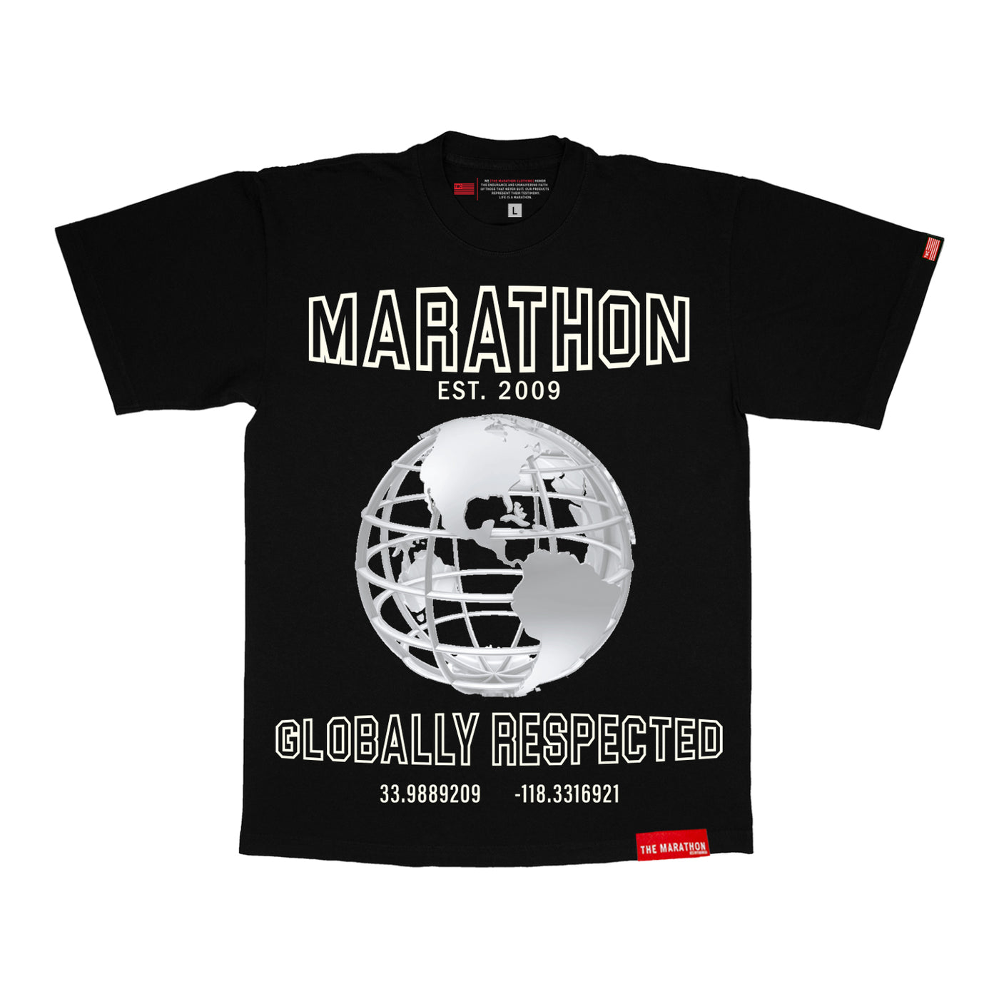 Marathon Globally Respected T-Shirt - Black/Cream - Front