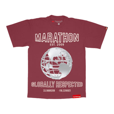 Marathon Globally Respected T-Shirt - Vintage Burgundy/Cream - Front