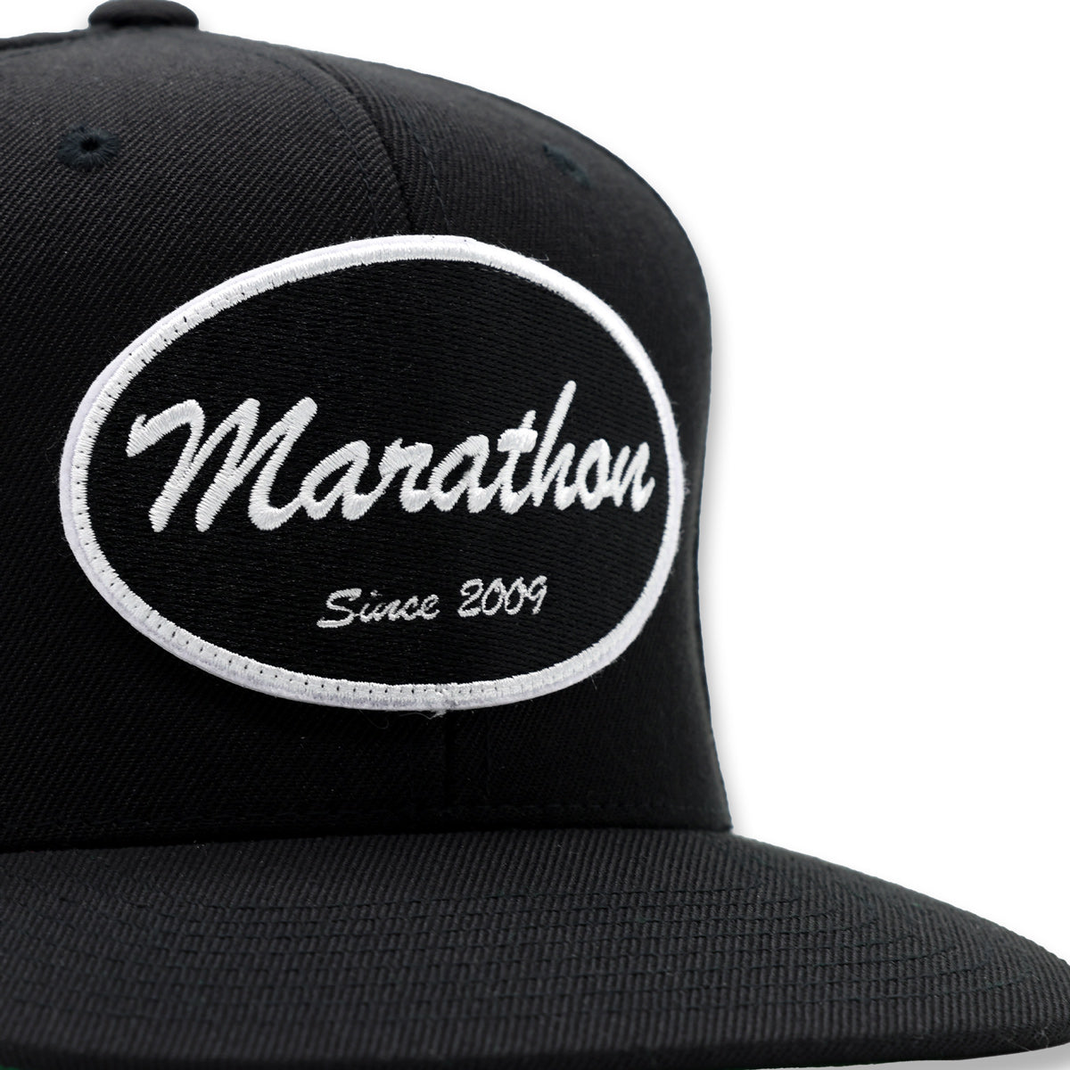 Marathon Origin Patch Snapback - Black/Black/White - Front Detail