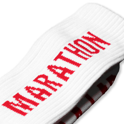 Marathon Socks - White/Red - Detail