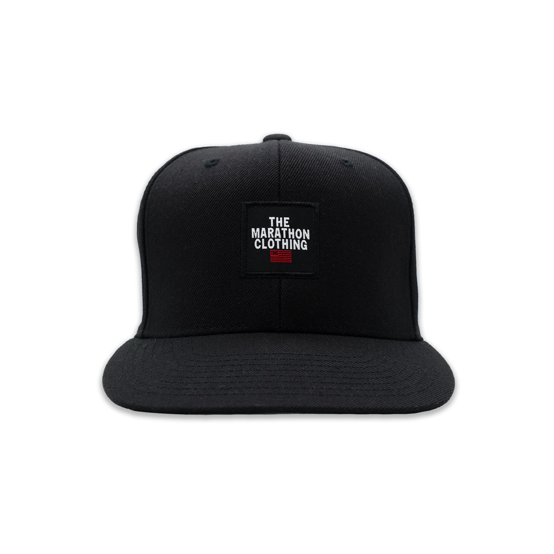 Marathon Woven Stacked Logo Snapback - Black