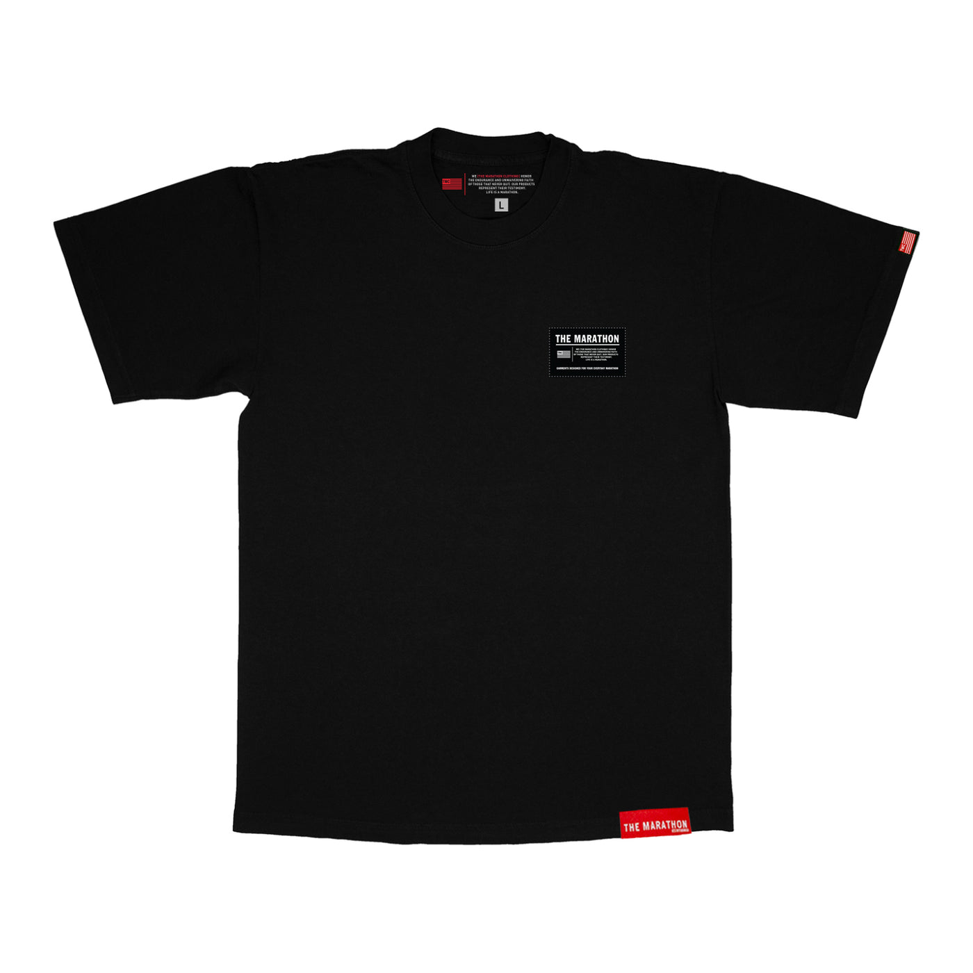 Marathon Tactical Woven Label T- Shirt - Black/White