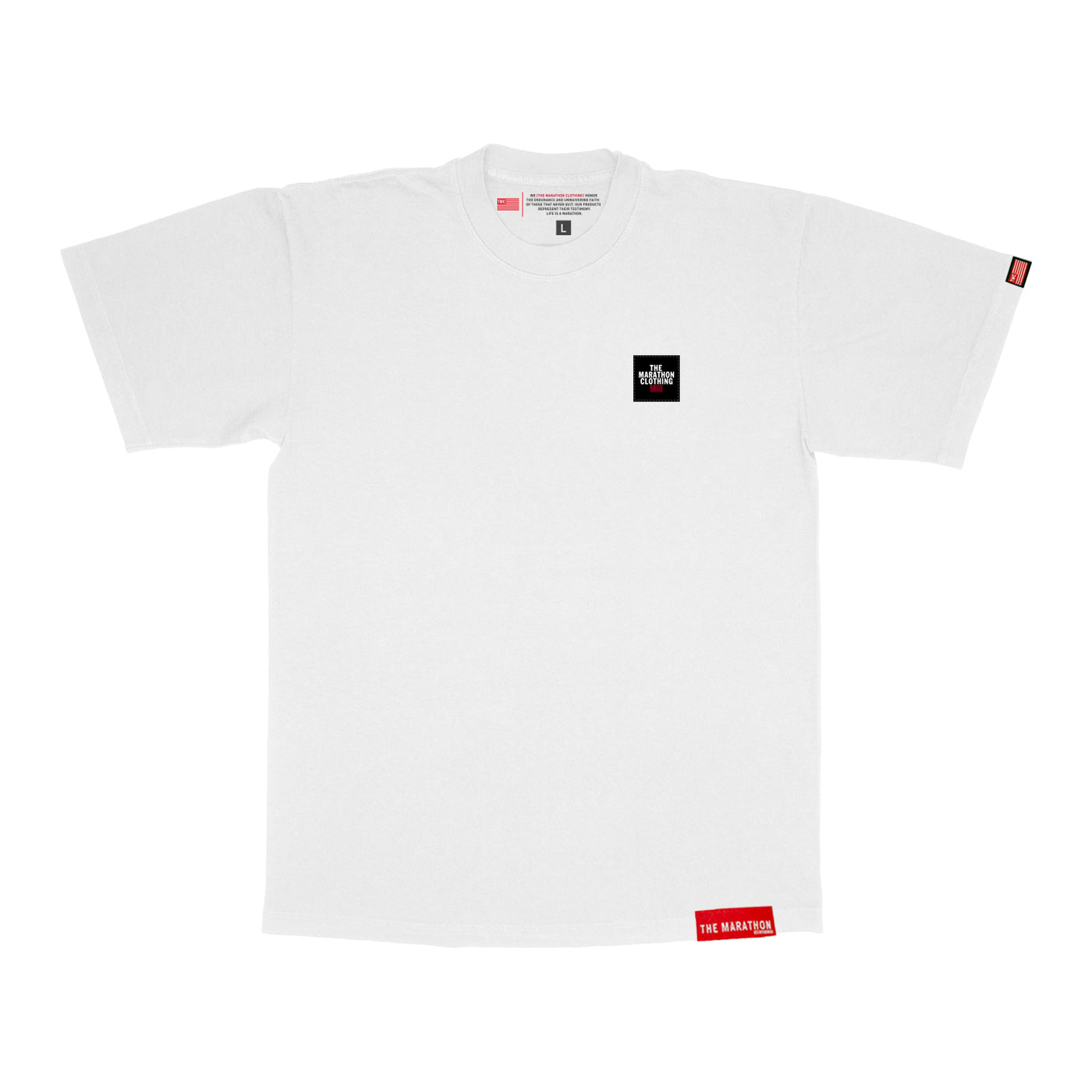 Marathon Woven Stacked Logo T- Shirt - White