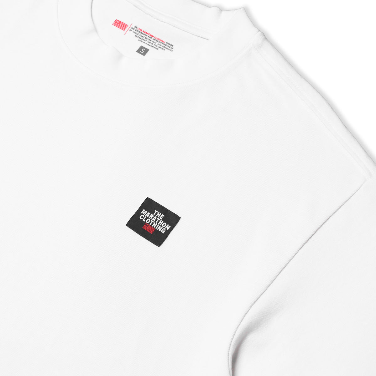 Marathon Woven Stacked Logo T- Shirt - White - Logo Detail