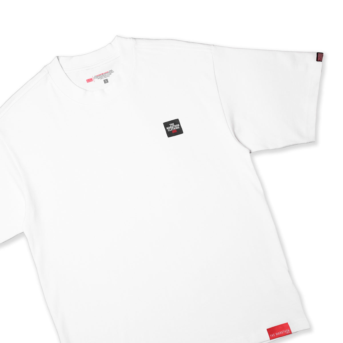 Marathon Woven Stacked Logo T- Shirt - White - Angle