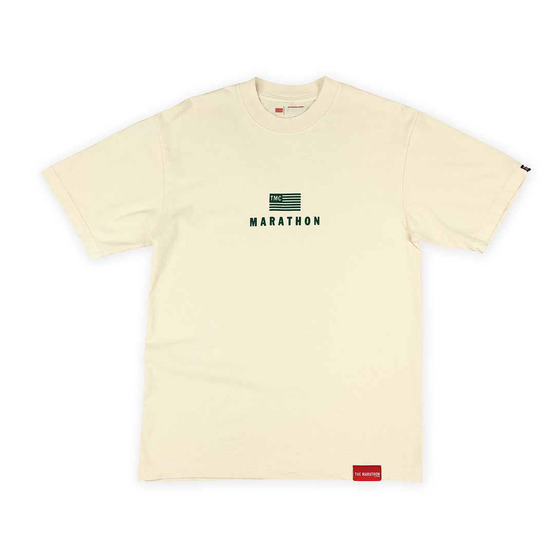 Modern Stack T Shirt Cream Forest Green