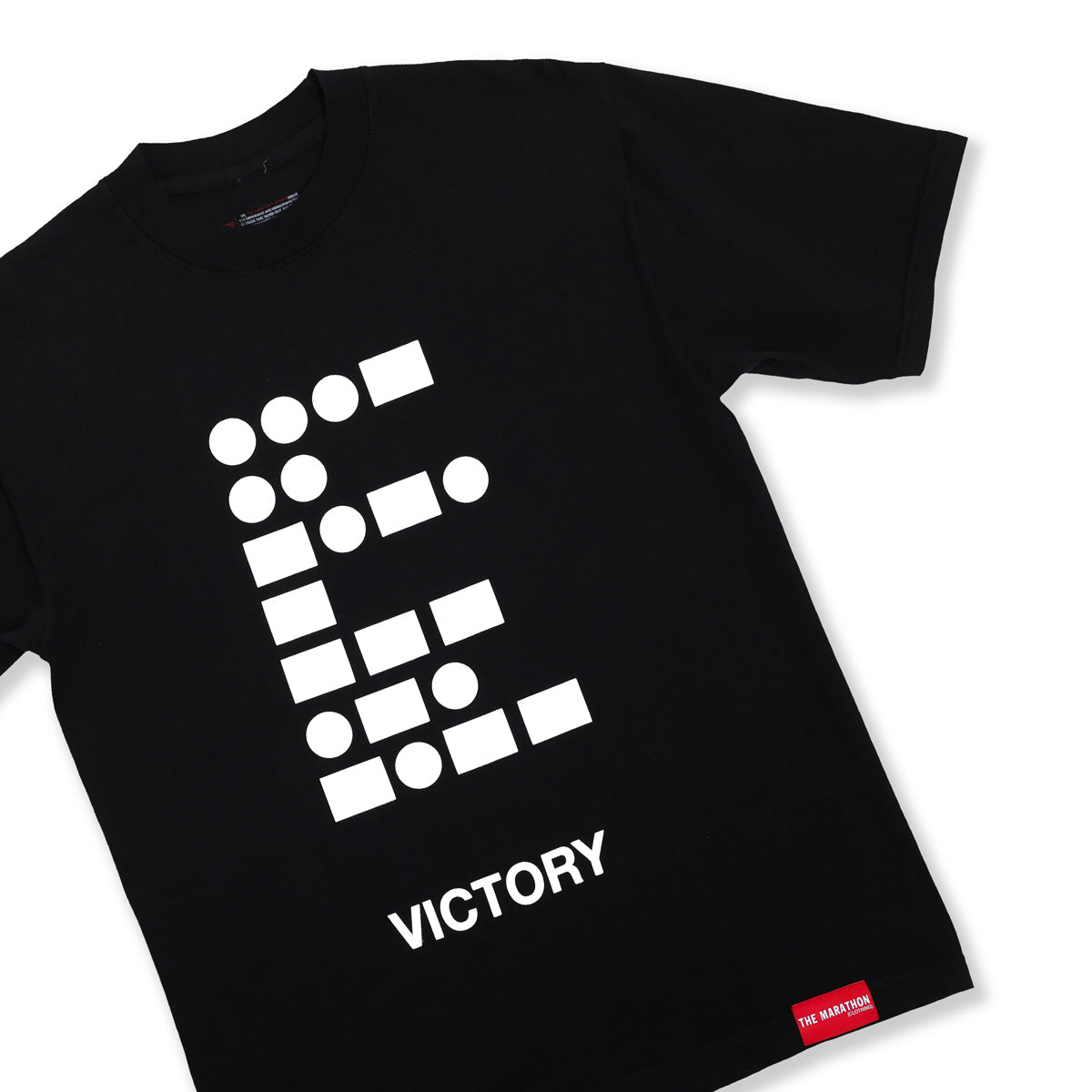 Morse Code Victory T-Shirt - Black - Front Detail