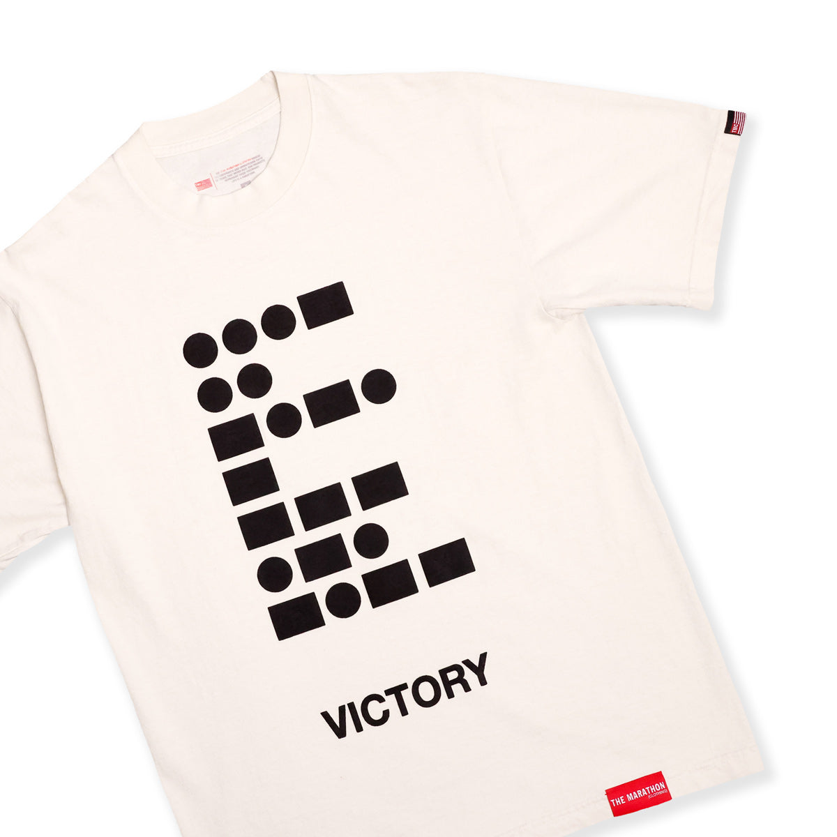 Morse Code Victory T-Shirt - Bone - Front  Detail