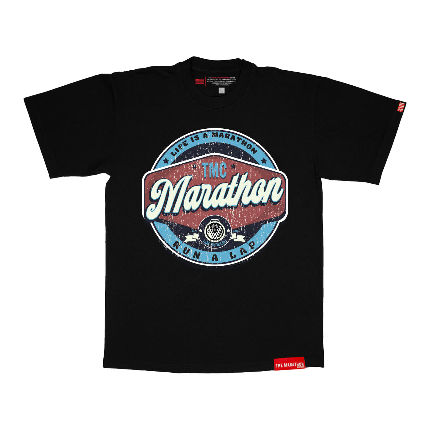 Vintage Run A Lap Marathon T-Shirt - Black