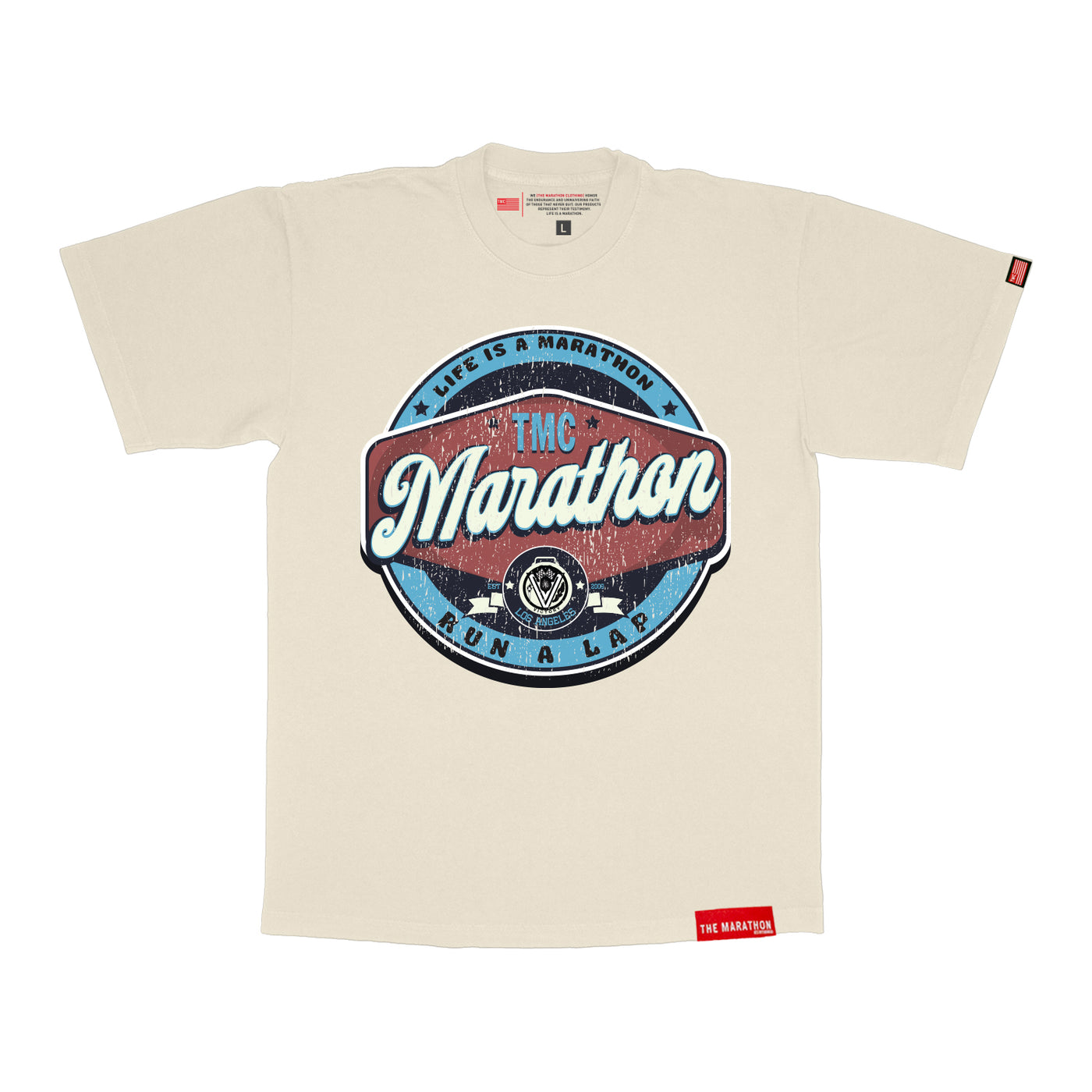 Vintage Run A Lap Marathon T-Shirt - Bone