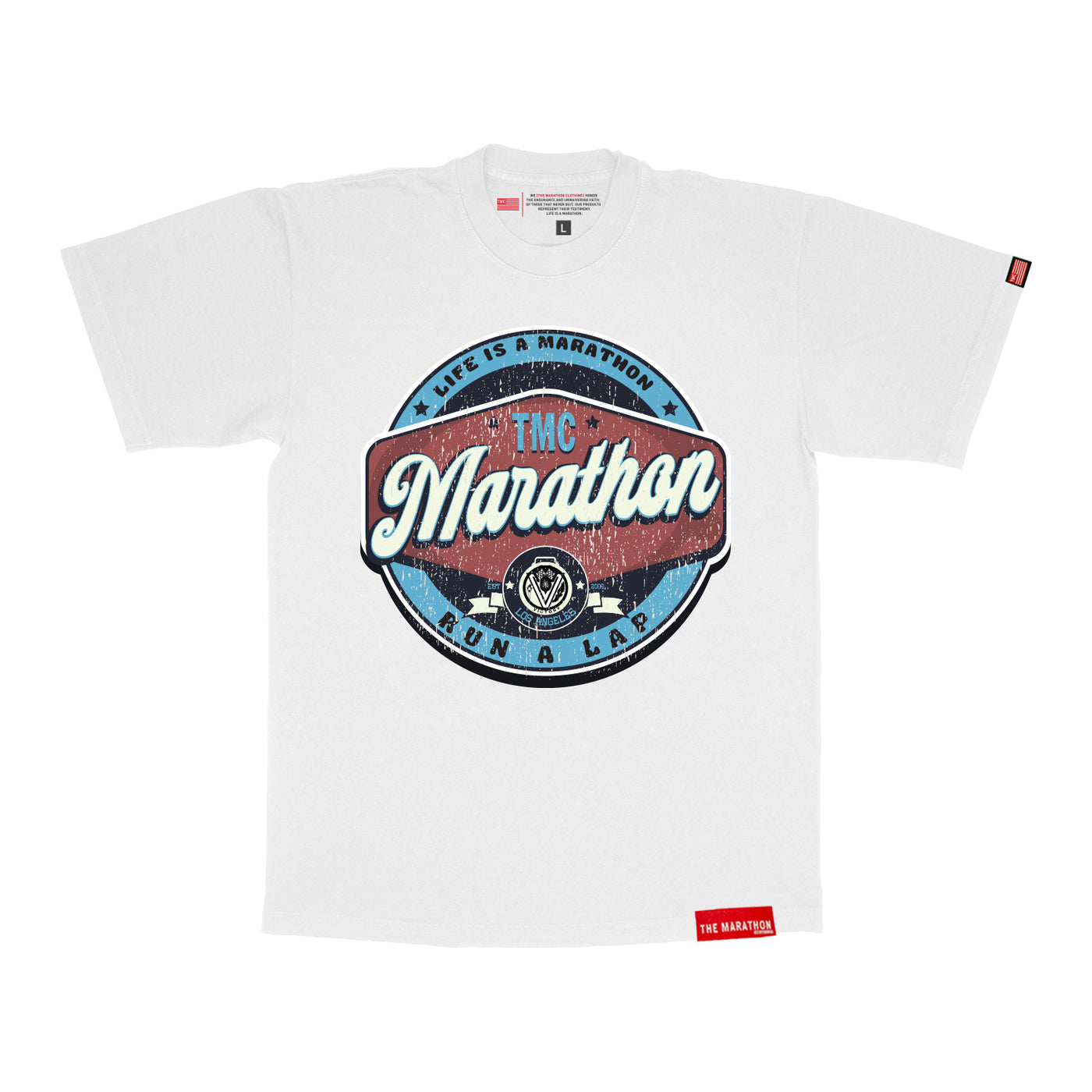 Vintage Run A Lap Marathon T-Shirt - White