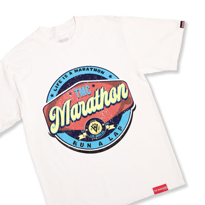 Vintage Run A Lap Marathon T-Shirt - Bone - Front Detail