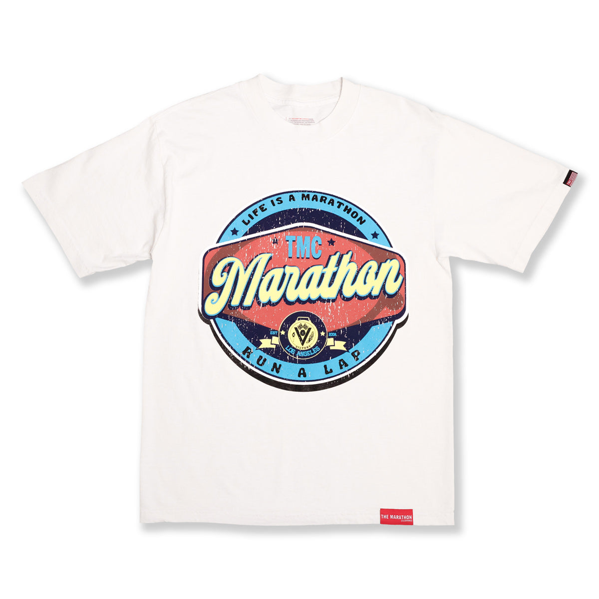 Vintage Run A Lap Marathon T-Shirt - Bone - Front