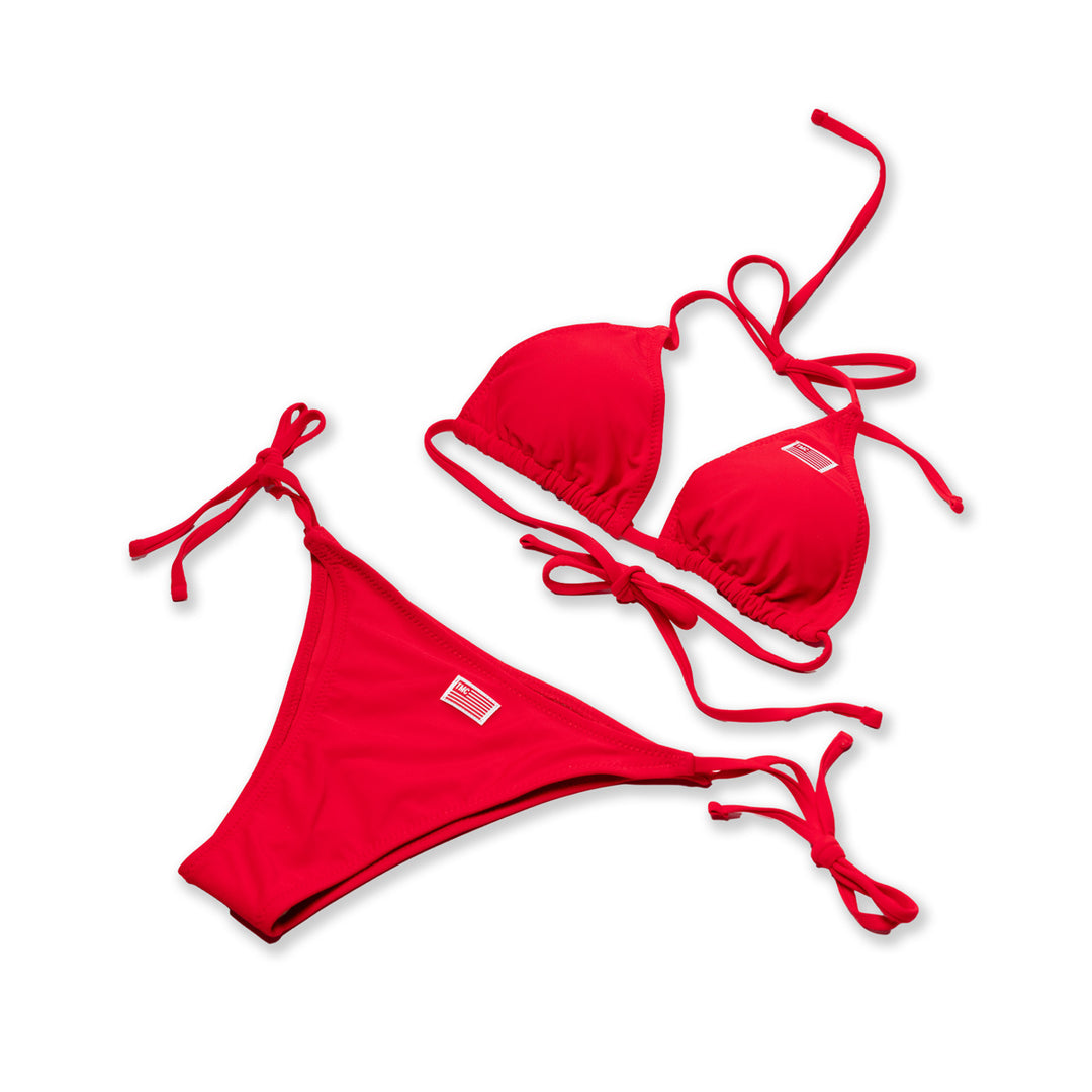 Red bathing suit two piece online