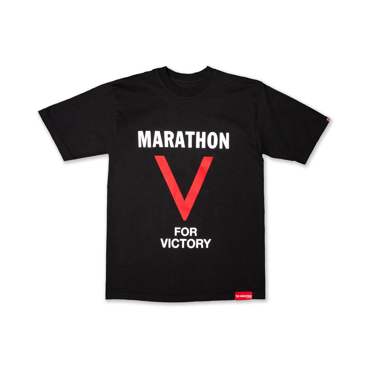 Marathon V For Victory T-Shirt - Black - Front