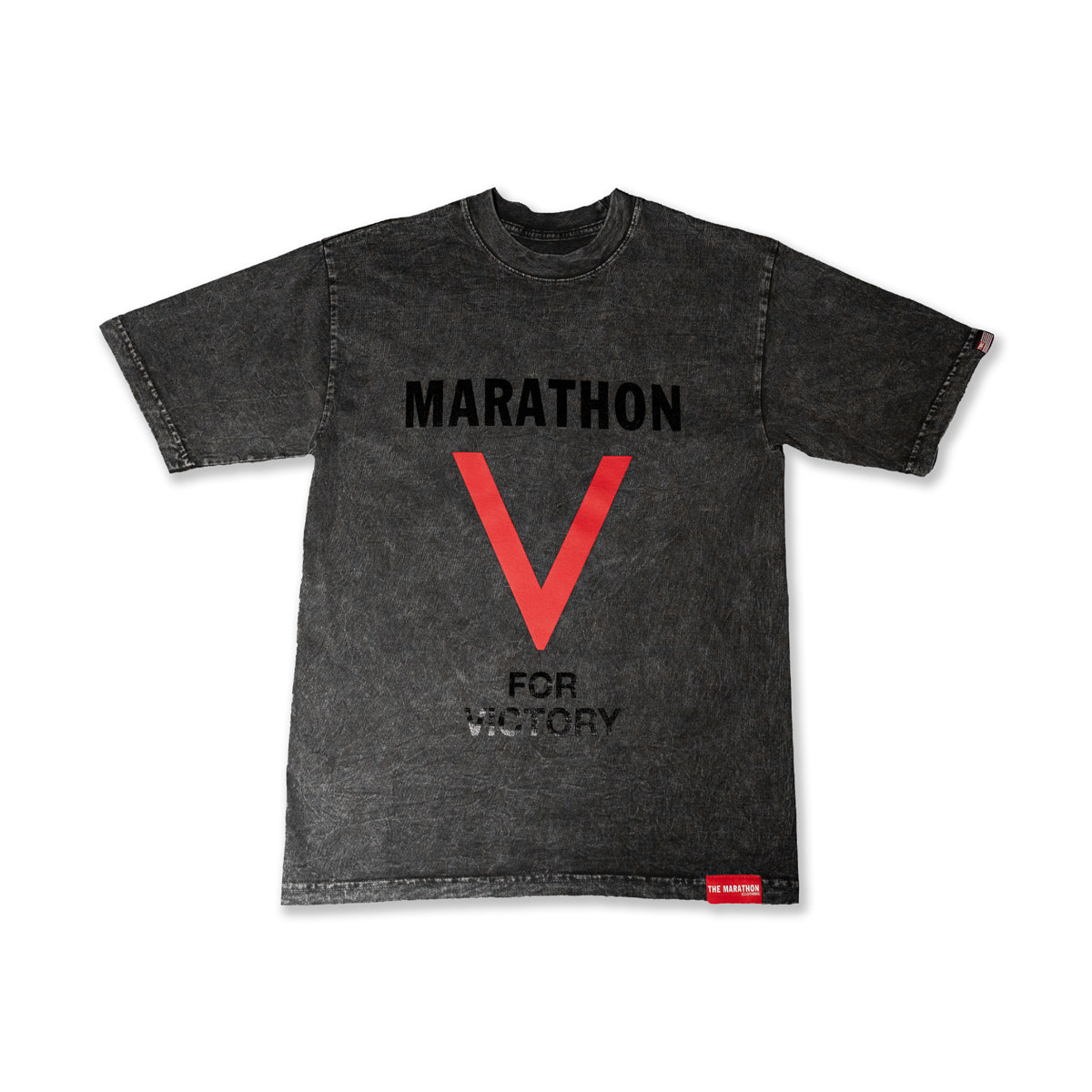 Marathon V For Victory T-Shirt - Washed Carbon Black - Front