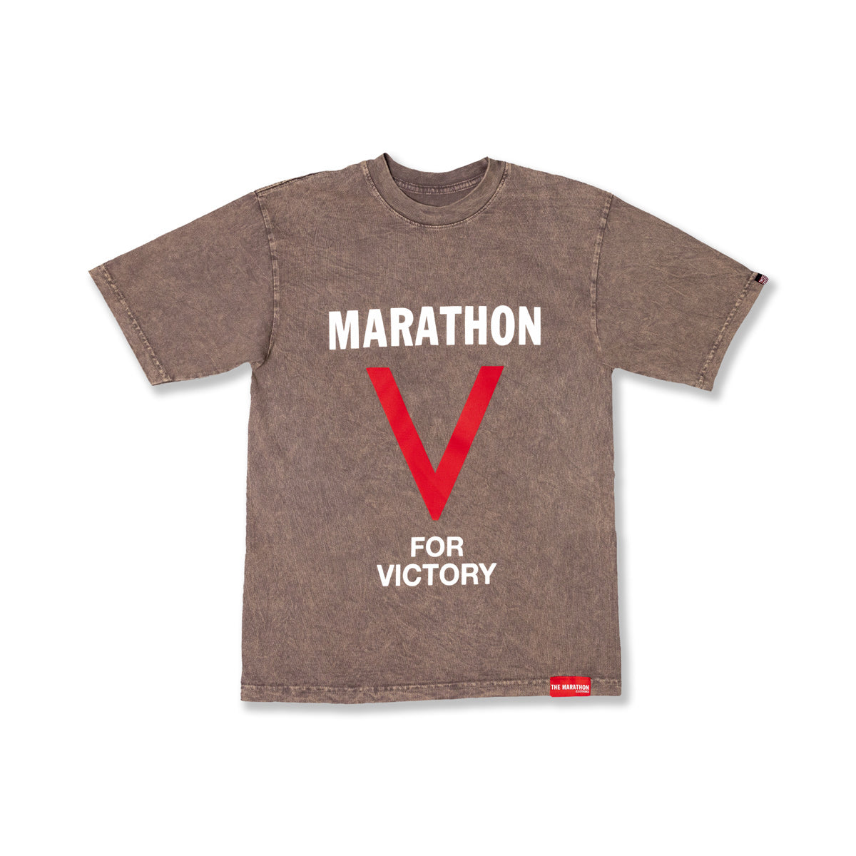 Marathon V For Victory T-Shirt - Washed Cocoa - Front