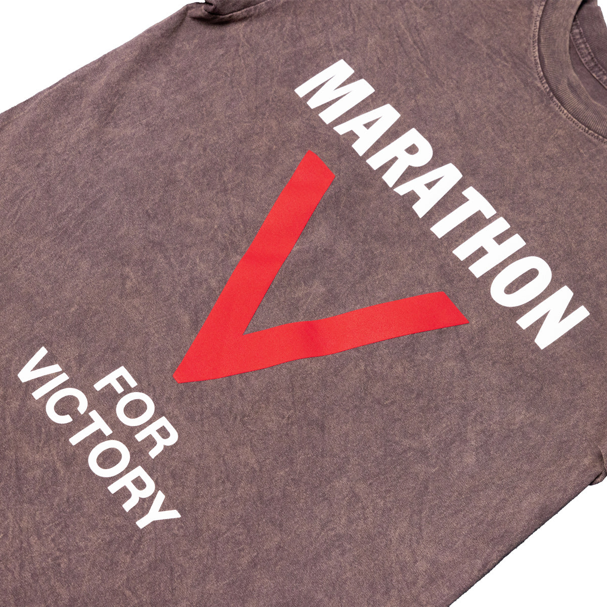 Marathon V For Victory T-Shirt - Washed Cocoa - Front Detail