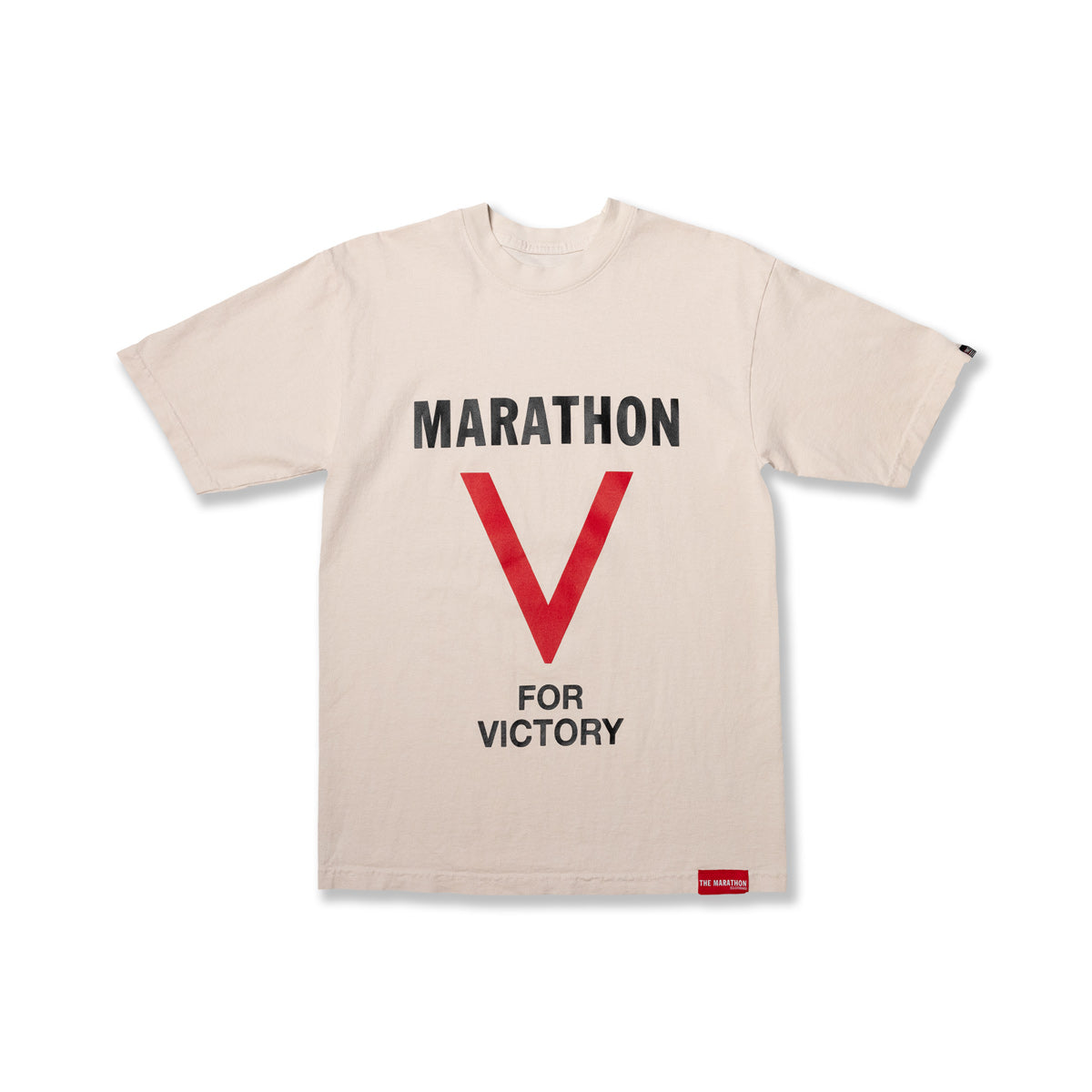 Marathon V For Victory T-Shirt - Creme - Front