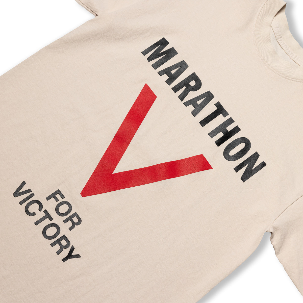 Marathon V For Victory T-Shirt - Creme - Front Detail