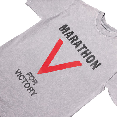 Marathon V For Victory T-Shirt - Washed Ice Grey - Front Detail