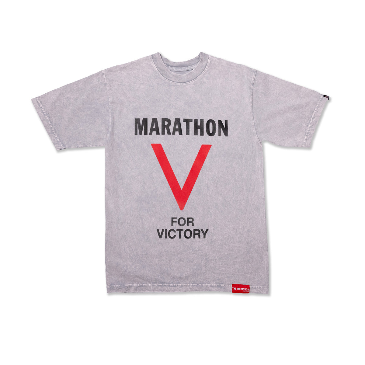 Marathon V For Victory T-Shirt - Washed Ice Grey - Front
