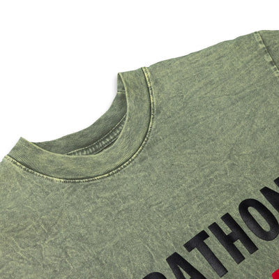 Marathon V For Victory T-Shirt - Washed Matcha - Front Detail 2