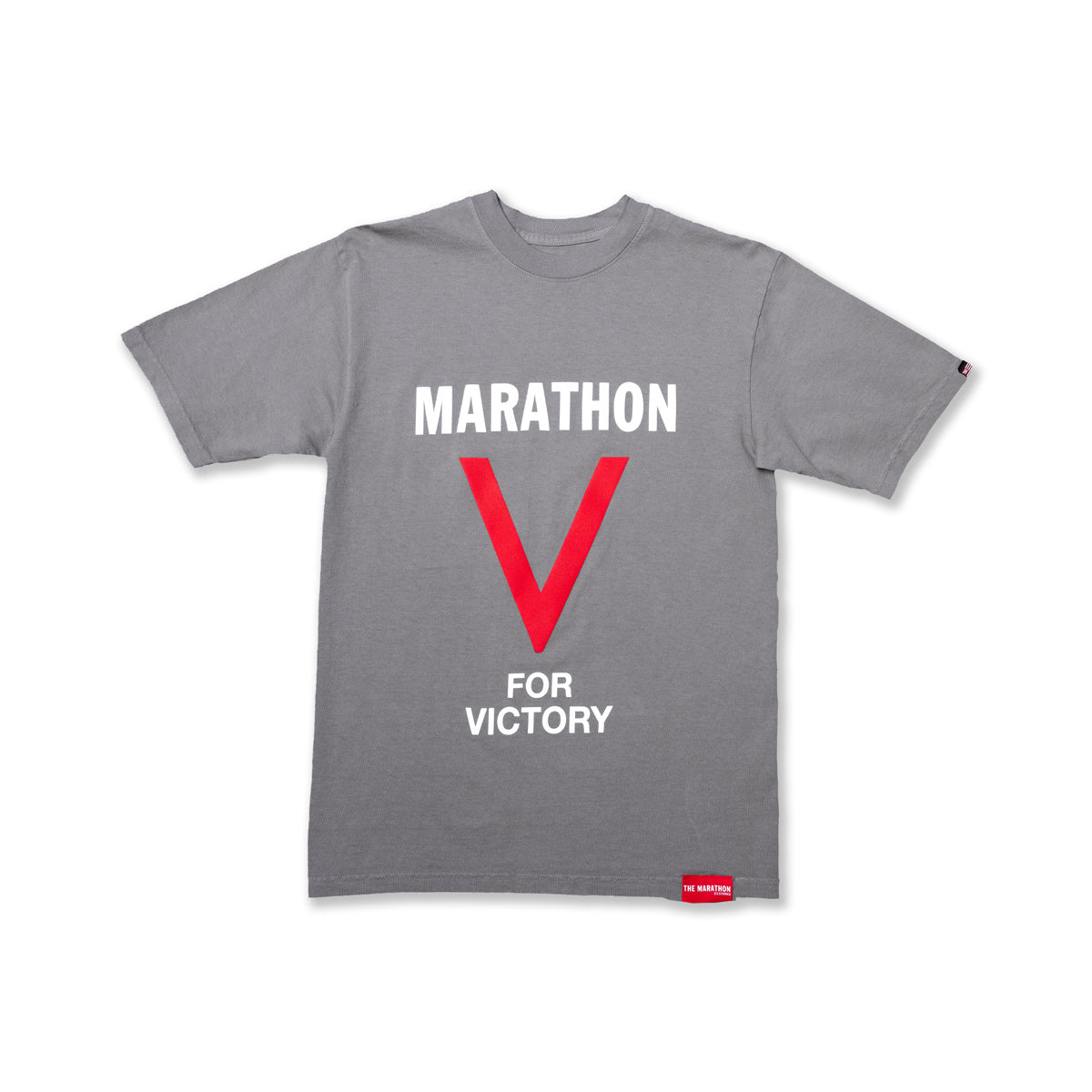 Marathon V For Victory T-Shirt - Slate Grey - Front