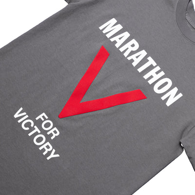 Marathon V For Victory T-Shirt - Slate Grey - Front Detail