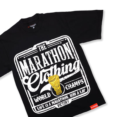 Vintage Marathon World Champs T-Shirt - Black - Front Detail