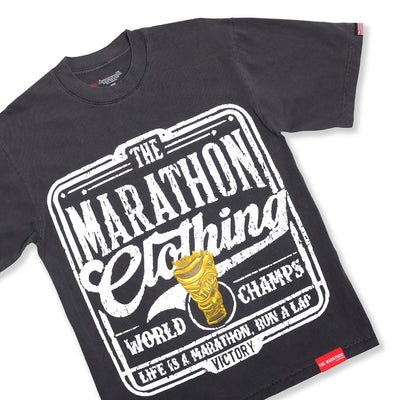 Vintage Marathon World Champs T-Shirt - Vintage Black - Front Detail