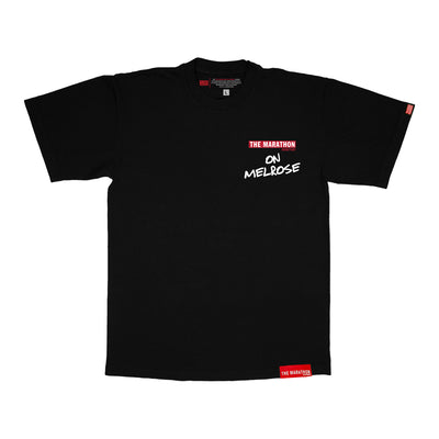 The Marathon Rooftop “ON MELROSE” T-Shirt - Black - Front