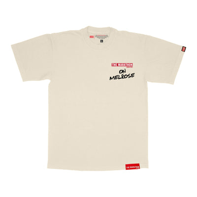 The Marathon Rooftop “ON MELROSE” T-Shirt - Bone - Front