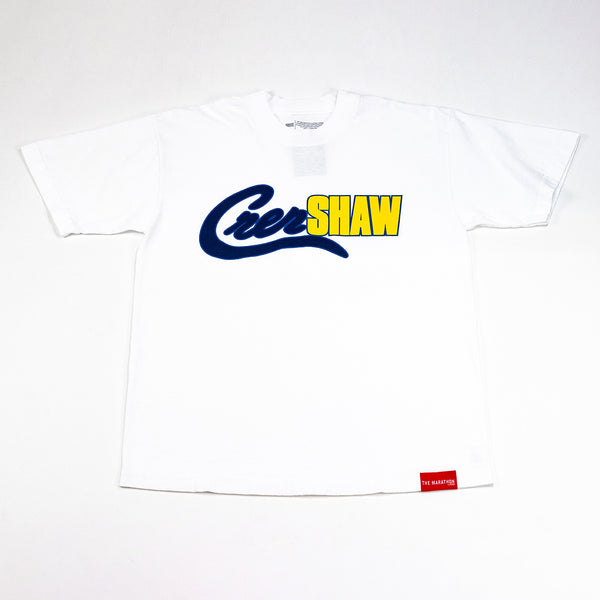 Crenshaw Mashup T-shirt - White/Navy/Gold Clothing The Marathon –